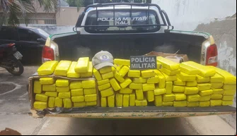 Tabletes de maconha apreendidos pela PM em São Raimundo Nonato.